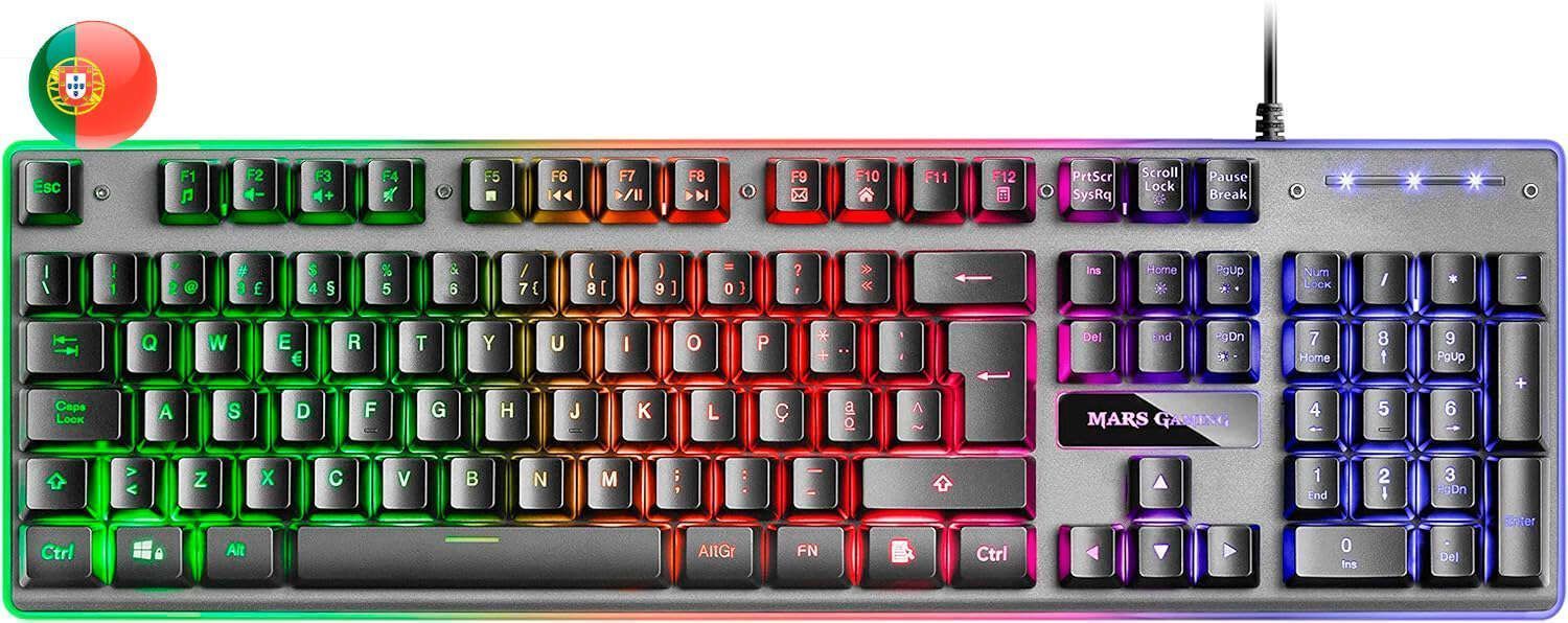 235602_1 Mars Gaming Teclado Gaming MK220 - Tecnologia H-MECH - Iluminacion FRGB Rainbow - Panel de Aluminio - Base de ABS Reforzado - Portugues - Color Negro - Imagen 1
