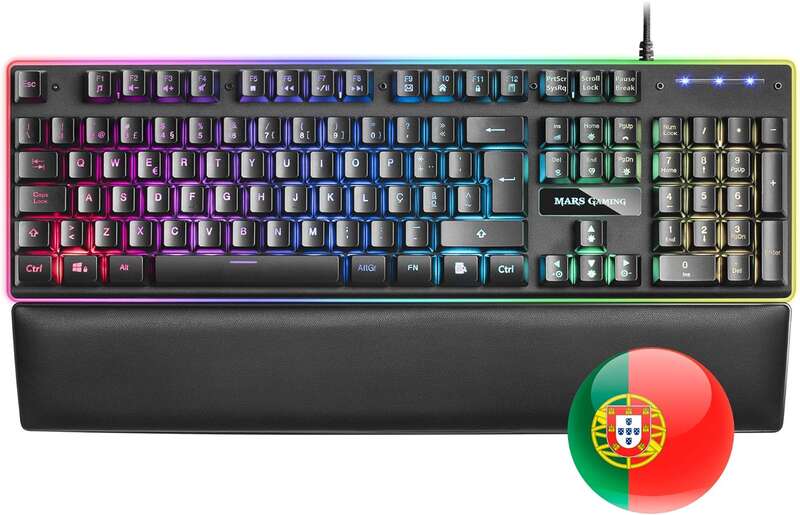 235607_1 Mars Gaming Teclado MK320 - 439x135x37mm - H-MECH, Iluminacion RGB, Reposamuñecas Acolchado - Ergonomia y Prestaciones Profesionales - Color Negro - Imagen 1