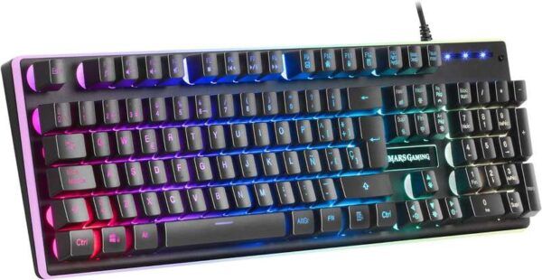 Mars Gaming Teclado MK320 - 439x135x37mm - H-MECH, Iluminacion RGB, Reposamuñecas Acolchado - Ergonomia y Prestaciones Profesionales - Color Negro - Imagen 2