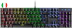 Mars Gaming Teclado Mecanico RGB MK422 - Tecnologia Antipolvo - 12 efectos de Iluminacion - Teclas imborrables - Funciones Multimedia y Modo Juego - PR de 1000Hz - Anti-Ghosting Avanzado - Compatibilidad Multiplataforma - Italiano - Color Negro