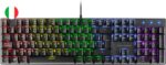 Mars Gaming Teclado Mecanico RGB MK422 - Tecnologia Antipolvo - Efectos de Iluminacion Rainbow - Teclas Ultra-resistentes - Funciones Multimedia y Modo Juego - PR de 1000Hz - Anti-Ghosting Avanzado - Compatibilidad Multiplataforma - Italiano - Color Negro