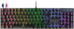 Mars Gaming Teclado Mecanico RGB MK422 - Tecnologia Antipolvo - Efectos de Iluminacion Rainbow - Teclas Ultra-resistentes - Funciones Multimedia y Modo Juego - PR de 1000Hz - Anti-Ghosting Avanzado - Compatibilidad Multiplataforma - Frances - Color Negro