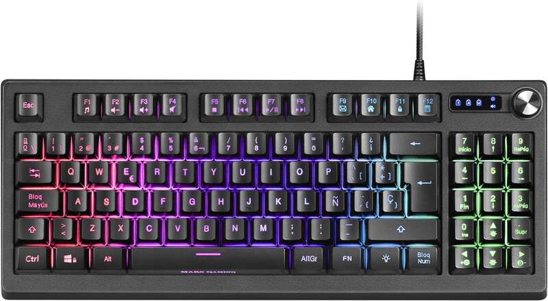 235697_1 Mars Gaming Teclado MKREVO TKL con Pad Numerico - Tecnologia H-Mech - Iluminacion RGB 12 Modos - Rueda de Control Dual - Compatibilidad Multiplataforma - Color Negro - Imagen 1