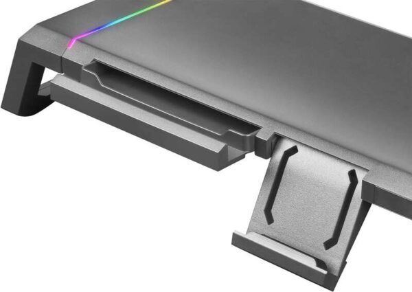 Mars Gaming Soporte Premium para Monitor MGS-ONE - Ajustable 3 Tamaños - Iluminacion Chroma RGB - USB 2.0 - Cajon Almacenaje - Color Negro - Imagen 3