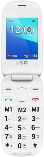 SPC Telefono Movil para Mayores con Botones Grandes - Tapa y Botones Retroiluminados - Boton SOS y Botones de Marcacion Directa - Control Remoto Mediante SMS - Doble Pantalla, Base de Carga y Conectividad - Color Blanco - Imagen 2