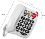 SPC Telefono Fijo para Personas Mayores - Teclas XXL - Llamadas con una Sola Pulsacion - Volumen de Timbre de 93Db - Compatible con Audifonos - sin Pilas ni Conexion a la Luz - Color Blanco - Imagen 5