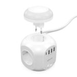 Aisens Regleta de Enchufes Sobremesa Multifuncion con 4 Tomas + 1xUSB-C - 3xUSB-A - Luz Nocturna - 1.8m - Color Blanco - Imagen 2