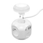 Aisens Regleta de Enchufes Sobremesa Multifuncion con 4 Tomas + 1xUSB-C 20W PD3.0 - 2xUSB-A 18W QC3.0 - Luz Nocturna - 1.8m - Color Blanco - Imagen 2