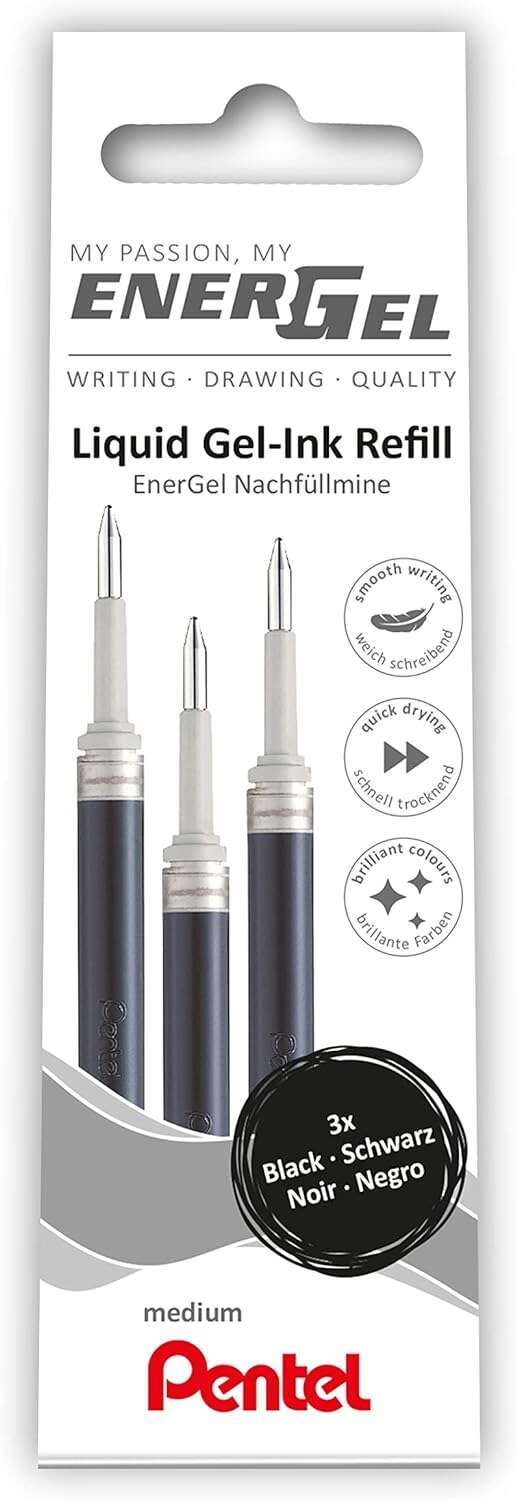 237942_1 Pentel EnerGel X Pack de 3 Recambios para BL57, BL77, BL107, BL117, BL407, BL2007, BL2507 - Color Negro - Imagen 1