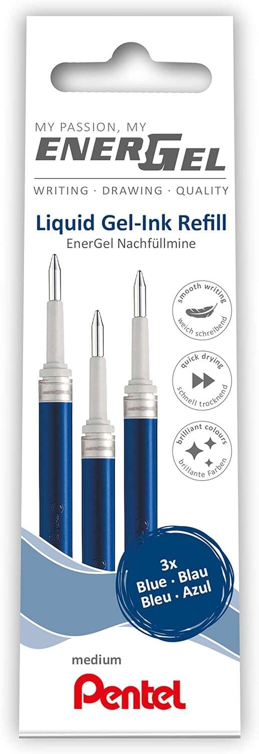 237947_1 Pentel EnerGel X Pack de 3 Recambios para BL57, BL77, BL107, BL117, BL407, BL2007, BL2507 - Color Azul - Imagen 1