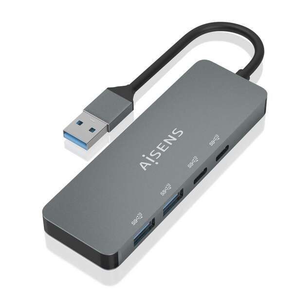 238127_1 Aisens Hub USB 3.2 GEN2 10G USB-A - USB-A/M-2xUSB-C/H-2xUSB-A/H - 15cm - Color Gris - Imagen 1