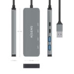 Aisens Hub USB 3.2 GEN2 10G USB-A - USB-A/M-2xUSB-C/H-2xUSB-A/H -  15cm - Color Gris - Imagen 4