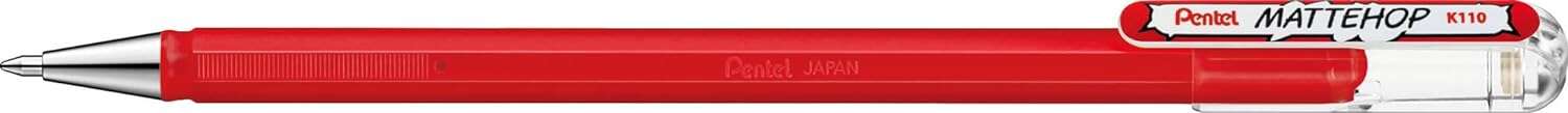 239227_1 Pentel Mattehop Boligrafo de Bola - Punta 1mm - Trazo 0.5mm - Tinta de Gel Opaca - Fabricado con 55% de Materiales Reciclados - Color Rojo - Imagen 1
