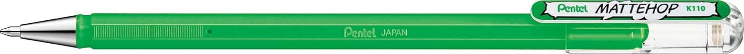 239237_1 Pentel Mattehop Boligrafo de Bola - Punta 1mm - Trazo 0.5mm - Tinta de Gel Opaca - Fabricado con 55% de Materiales Reciclados - Color Verde - Imagen 1