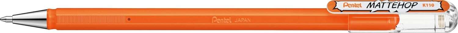 239242_1 Pentel Mattehop Boligrafo de Bola - Punta 1mm - Trazo 0.5mm - Tinta de Gel Opaca - Fabricado con 55% de Materiales Reciclados - Color Naranja - Imagen 1