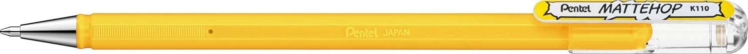 239247_1 Pentel Mattehop Boligrafo de Bola - Punta 1mm - Trazo 0.5mm - Tinta de Gel Opaca - Fabricado con 55% de Materiales Reciclados - Color Amarillo - Imagen 1