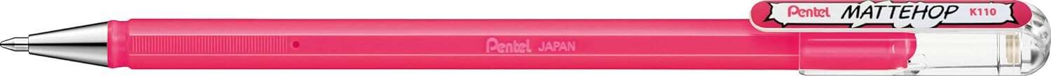 239252_1 Pentel Mattehop Boligrafo de Bola - Punta 1mm - Trazo 0.5mm - Tinta de Gel Opaca - Fabricado con 55% de Materiales Reciclados - Color Rosa - Imagen 1
