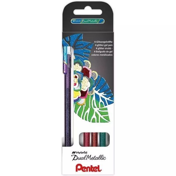 239312_1 Pentel Hybrid Dual Metallic Pack de 4 Boligrafos de Bola con Tinta Gel Brillante - Punta 1mm - Trazo 0.5mm - Colores Brillantes Surtidos - Imagen 1
