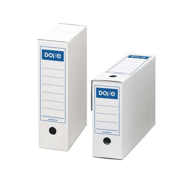 239707_1 Dohe Caja de Archivo Definitivo - Tamaño Folio - Medidas 255x355x100mm - Utilizable en Horizontal y Vertical - Facil Montaje - Color Blanco - Imagen 1