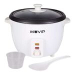 Muvip Arrocera - Capacidad 1.5 Litros - Potencia 500W - Sistema de Coccion y Calentamiento - Recipiente Interior de Aluminio Antiadherente - Tapa de Cristal - Color Blanco - Imagen 2