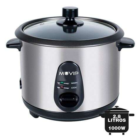 240052_1 Muvip Arrocera - Capacidad 2.8 Litros - Potencia 1000W - Cuerpo de Acero Inoxidable - Recipiente Antiadherente - Tapa de Cristal - Accesorios Incluidos - Color Gris - Imagen 1