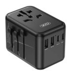 XO Adaptador de Viaje Universal - Conexiones para mas de 150 Paises - Salida de hasta 2500W - Puerto USB-C de 65W - Salida de Cinco Puertos - Color Negro - Imagen 2