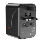 XO Adaptador de Viaje Universal - Conexiones para mas de 150 Paises - Salida de hasta 2500W - Puerto USB-C de 65W - Salida de Cinco Puertos - Color Negro - Imagen 3