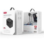 XO Adaptador de Viaje Universal - Conexiones para mas de 150 Paises - Salida de hasta 2500W - Puerto USB-C de 65W - Salida de Cinco Puertos - Color Negro - Imagen 4