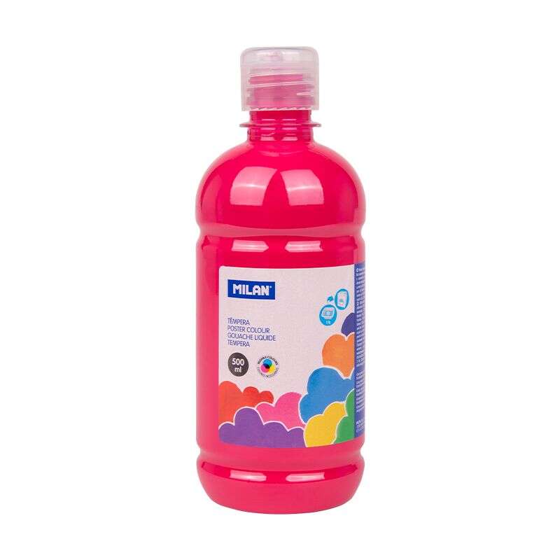 241002_1 Milan Botella de Tempera 500ml - Tapon Dosificador - Secado Rapido - Mezclable - Color Magenta - Imagen 1