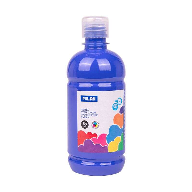 241017_1 Milan Botella de Tempera 500ml - Tapon Dosificador - Secado Rapido - Mezclable - Color Azul Marino - Imagen 1