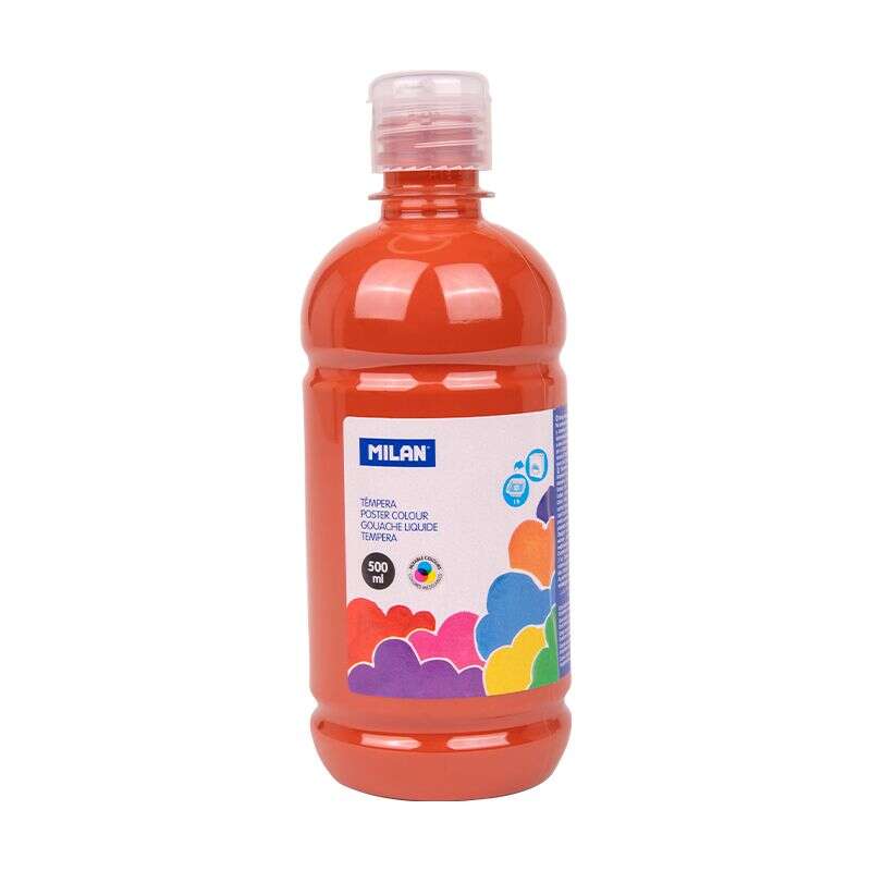 241037_1 Milan Botella de Tempera 500ml - Tapon Dosificador - Secado Rapido - Mezclable - Color Marron - Imagen 1