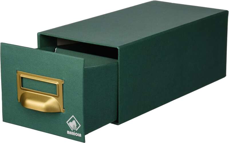 243537_1 Mariola Fichero Carton Forrado en Geltex Nº2 para 500 Fichas - Medidas 155x100x250mm - Resistente y Duradero - Color Verde - Imagen 1