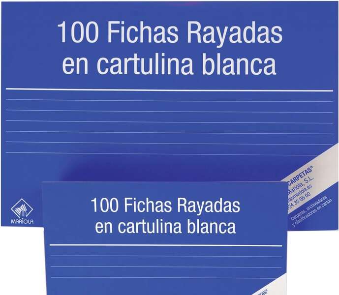 243627_1 Mariola Pack de 100 Fichas Rayadas Nº5 para Fichero - Medidas 215x160mm - Color Blanco - Imagen 1