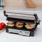 Orbegozo 4570 Grill Multifuncional - Cocina sin Aceite con Potencia de 2200W - Superficie Antiadherente y Placas Abatibles 180º - Termostato Regulable y Bandeja Recoge Salsas - Imagen 3
