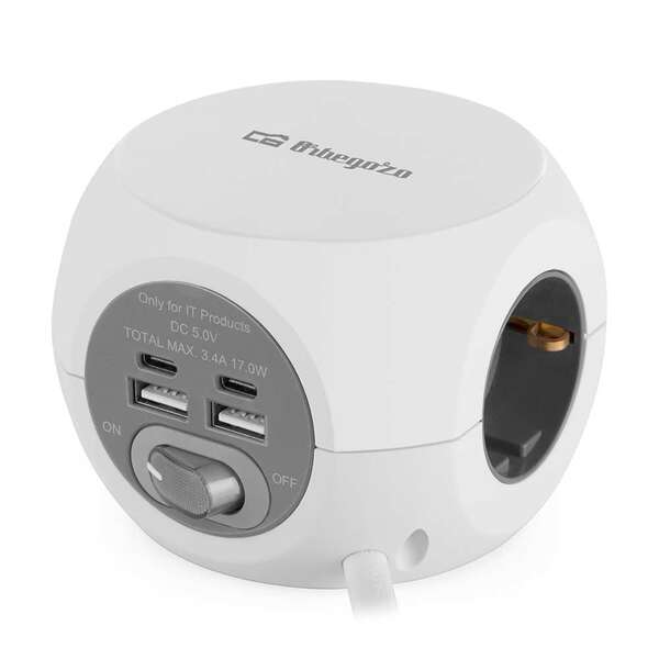 246577_1 Orbegozo EN 4000 - Enchufe 7 en 1 con Tomas de Tierra y Conexiones USB-C - Compacto y Seguro - Ideal para Viajes - Cable de 1.5 Metros - Carga Multiples Dispositivos Simultaneamente - Imagen 1