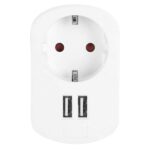 Orbegozo EN 1200 - Enchufe con Toma de Tierra y 2 USB Carga Multiples Dispositivos Simultaneamente Proteccion contra Sobrecarga y Cortocircuitos Ideal para Viajes