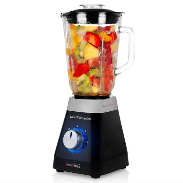 247372_1 Orbegozo BV 6400 Batidora de Vaso Acero Inoxidable - Potente Motor 500W - Jarra de Cristal 1L - Cuchillas de Titanio - 2 Velocidades + Pulse - Sistema de Seguridad - Ideal para Smoothies y Cocteles - Imagen 1