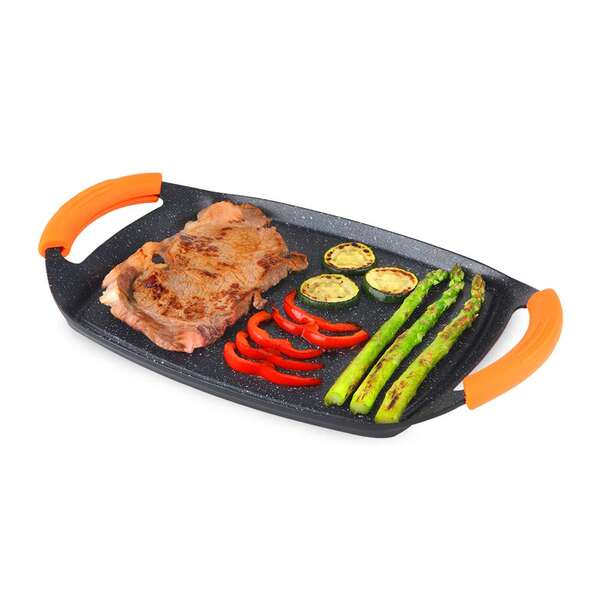 248152_1 Orbegozo GDB 3600 Plancha Grill de Aluminio Fundido - Recubrimiento de Piedra Antiadherente - Asas de Goma Extraibles - Apto para Lavavajillas - Diseño Ergonomico - Imagen 1