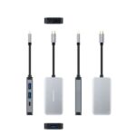 Nanocable HUB USB-C 5 en 1 - Conversor 3.2 GEN1 5G a 3 x USB-A 3.0 + USB-C + USB-C PD 100W - Aluminio - 15 cm - Color Gris - Imagen 2