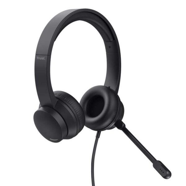 Trust Ayda Auriculares con Microfono - Diadema Ajustable - Almohadillas Acolchadas - Control de Volumen en Auricular - Cable de 1.80m - Color Negro - Imagen 2