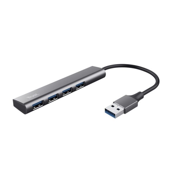 250642_1 Trust Hub USB de Aluminio Halyx - 4 Puertos USB-A - Velocidad de 5 Gbps - Compacto y Resistente - Conexion Sencilla - Imagen 1