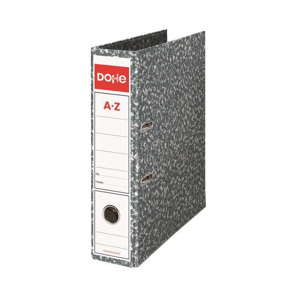 255542_1 Dohe Archivador Jaspeado A4 Natural - Lomo de 70mm - Carton Forrado con Papel Impreso - Cantoneras Metalicas - Ollao, Rado y Palanca de Maxima Calidad - Color Gris Japeado - Imagen 1