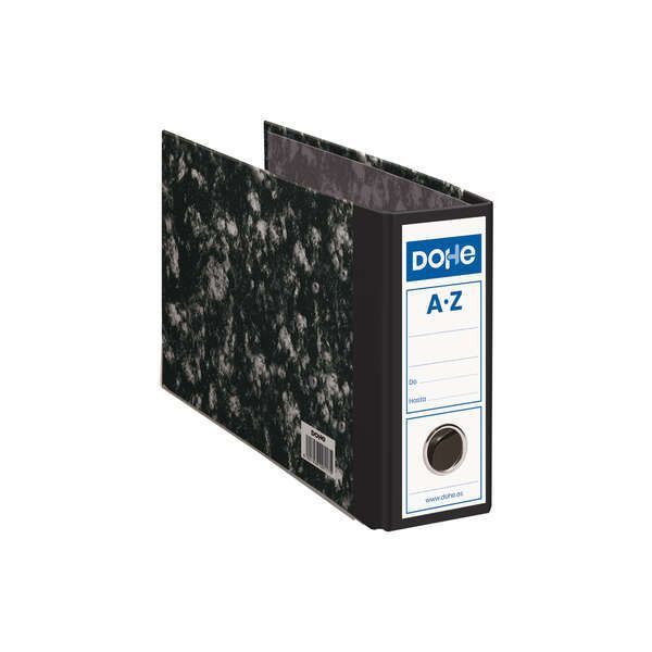 255597_1 Dohe Archinovo Archivador Jaspeado de Palanca Cuarto Apaisado con Ollao - Carton Forrado con Papel Impreso - Cantoneras Metalicas - Color Negro Jaspeado - Imagen 1