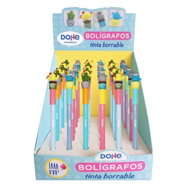 260632_1 Dohe Expositor de 36 Boligrafos Cactus - Tinta Azul Borrable - Capucha con Motivo Cactus - Imagen 1