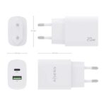 Aisens Cargador 20W - 1xUSB-C PD3.0 - 1xUSB-A QC3.0 - Color Blanco - Imagen 4