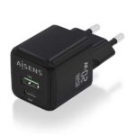 Aisens Cargador Gan 20W - 1xUSB-C PD3.0 QC4.0 - 1xUSB-A QC3.0 - Color Negro - Imagen 2