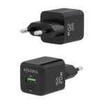 Aisens Cargador Gan 20W - 1xUSB-C PD3.0 QC4.0 - 1xUSB-A QC3.0 - Color Negro - Imagen 3