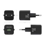 Aisens Cargador Gan 20W - 1xUSB-C PD3.0 QC4.0 - 1xUSB-A QC3.0 - Color Negro - Imagen 4