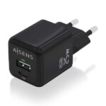 Aisens Cargador Gan 25W - 1xUSB-C PD3.0 QC4.0 - 1xUSB-A QC3.0 - Color Negro - Imagen 2