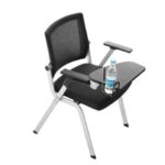 Cromad Pack de 2 Sillas Confidente con Pala Abatible - Acolchado Extra Grueso - Tableta Resistente - Brazos Moviles - Asiento Plegable - Color Negro - Imagen 2